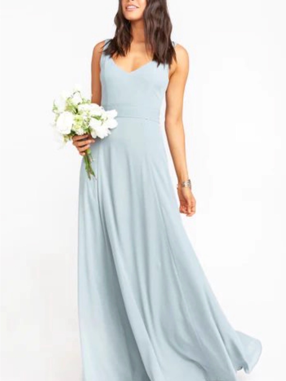 Sleeveless Light Blue V-Neck Maxi Dress for Women